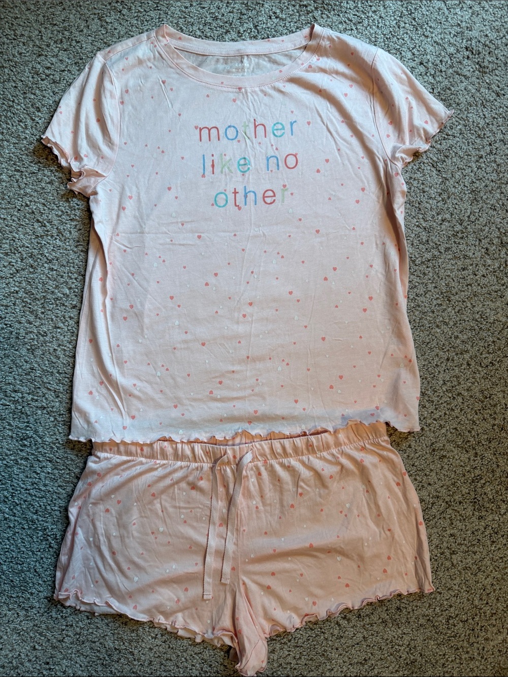 LC Lauren Conrad Light Pink Heart Print Pajama Set